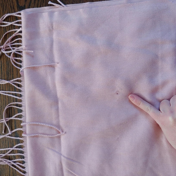 Pink Scarf/Shawl with Pearl and Silver Stud Accents Wide with Tassels - Picture 8 of 8